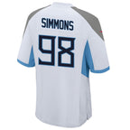 Silnrao T.Titans #98 Jeffery Simmons Player White Home Game Stitched Jerseys