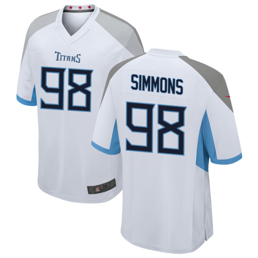 Silnrao T.Titans #98 Jeffery Simmons White Player Game Jersey American Stitched Stitched Jerseys