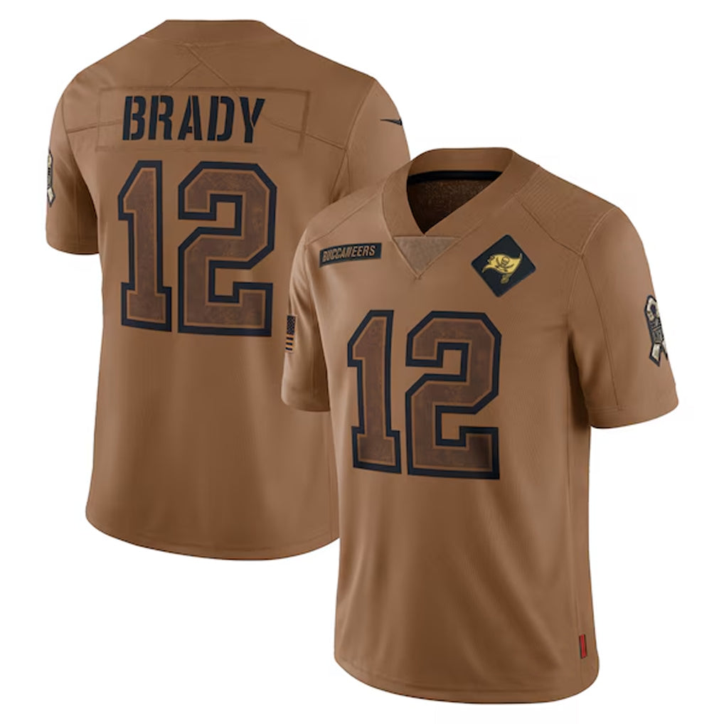 Silnrao TB.Buccaneers #12 Tom Brady Player Brown Salute To Service Limited Stitched Jerseys