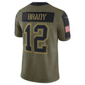 Silnrao TB.Buccaneers #12 Tom Brady Player Olive Salute To Service Stitched Jerseys
