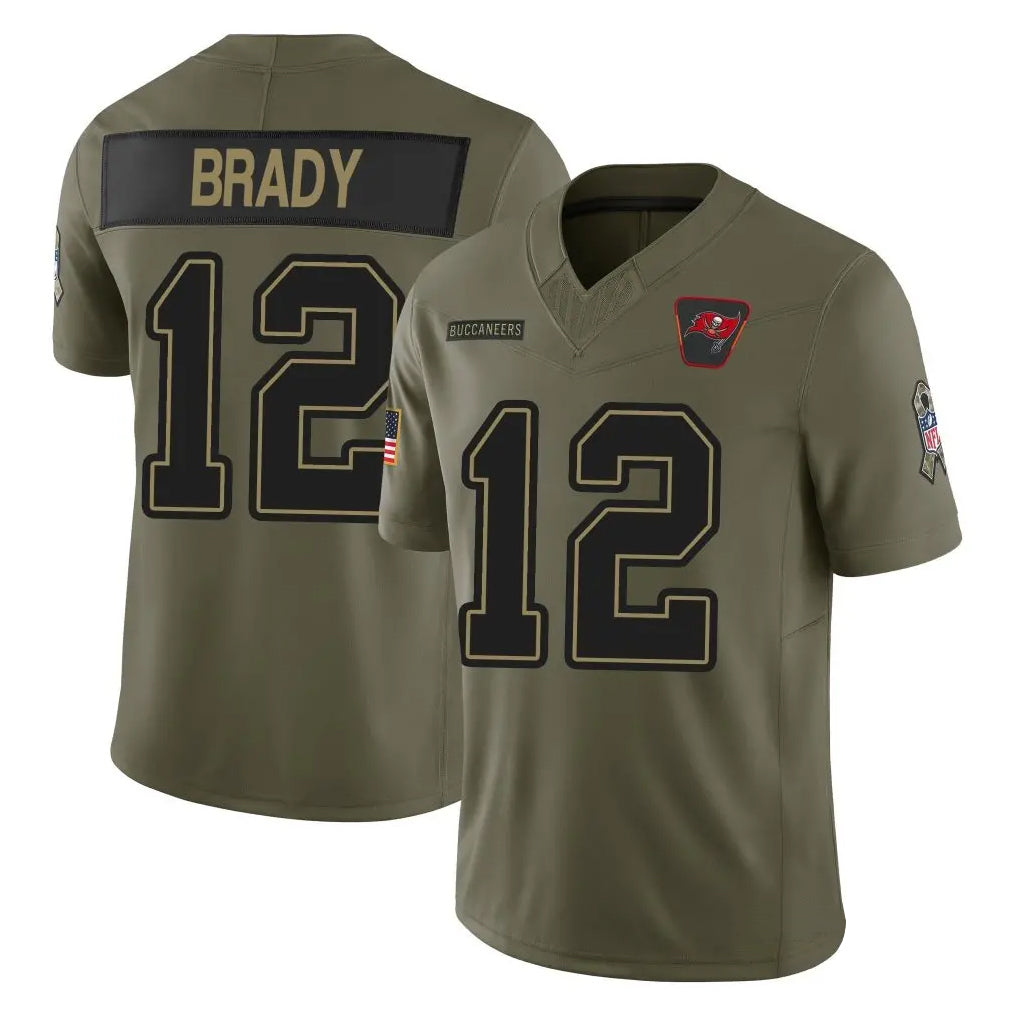 Silnrao TB.Buccaneers #12 Tom Brady Player Olive Salute To Service Vapor Limited Stitched Jerseys