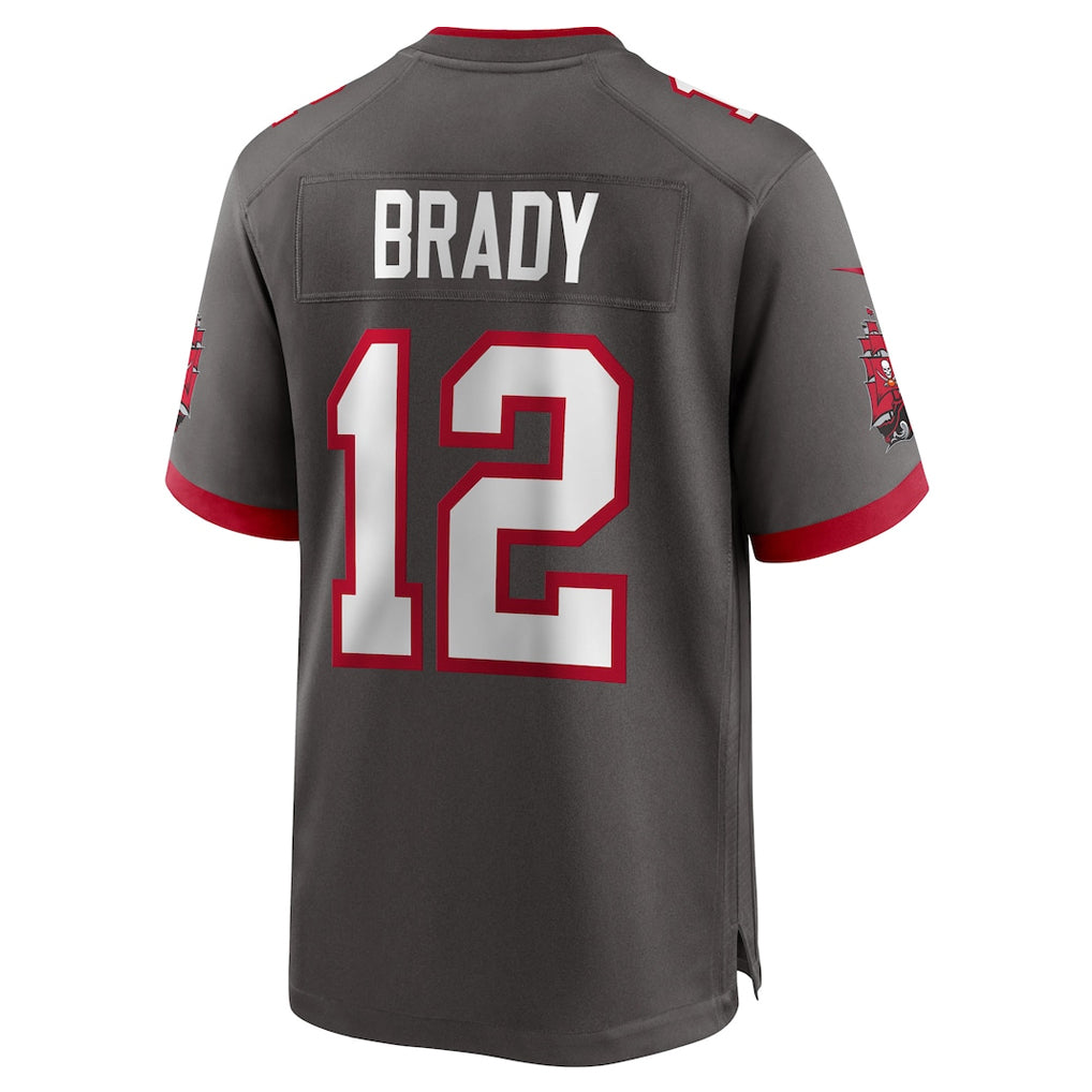 Silnrao TB.Buccaneers #12 Tom Brady Player Pewter Home Game Stitched Jerseys