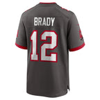 Silnrao TB.Buccaneers #12 Tom Brady Player Pewter Home Game Stitched Jerseys
