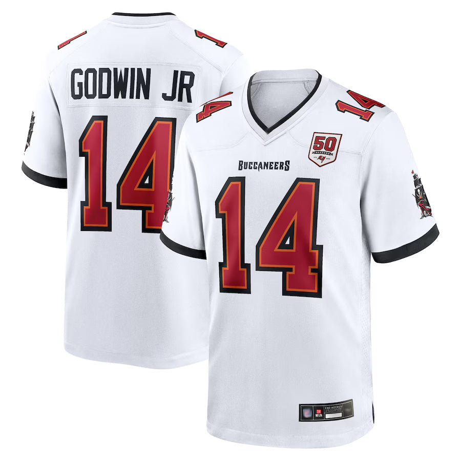Silnrao TB.Buccaneers #14 Chris Godwin Jr. Player White 50th Anniversary Game Stitched Jerseys