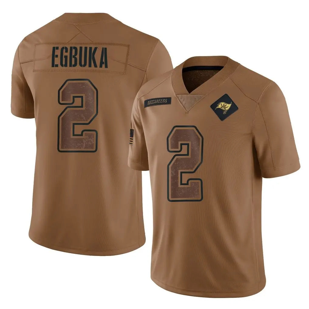 Silnrao TB.Buccaneers #2 Emeka Egbuka Player Brown Salute To Service Limited Stitched Jerseys