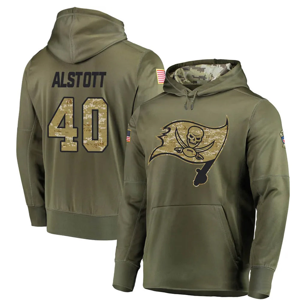 Silnrao TB.Buccaneers #40 Mike Alstott Player Olive Salute to Service Hoodies Stitched Jerseys