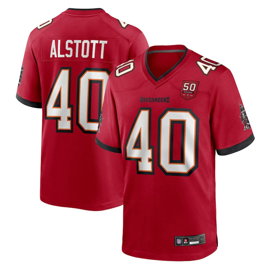 Silnrao TB.Buccaneers #40 Mike Alstott Player Red 50th Anniversary GameStitched Jerseys
