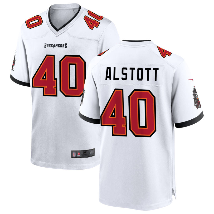 Silnrao TB.Buccaneers #40 Mike Alstott Player White Home Game Stitched Jerseys