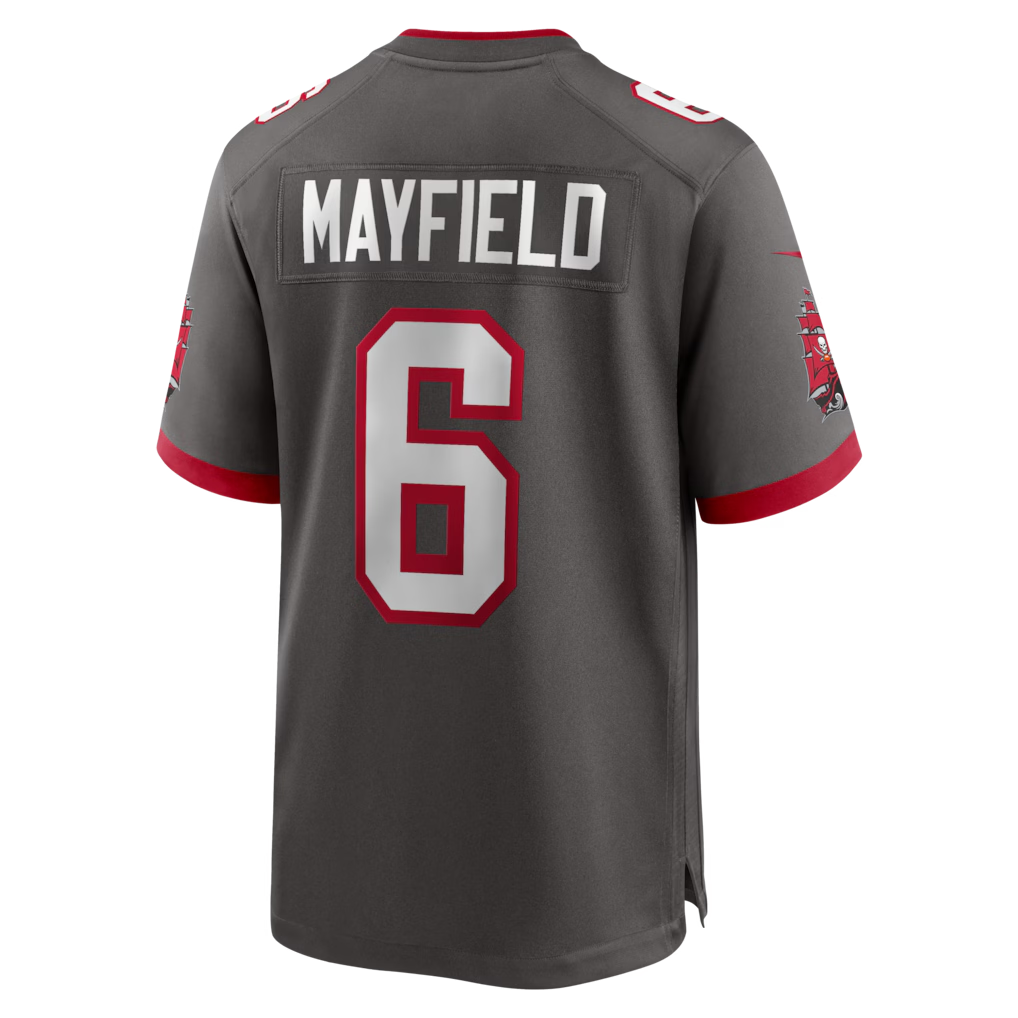 Silnrao TB.Buccaneers #6 Baker Mayfield Pewter Alternate Game Player Stitched Jerseys
