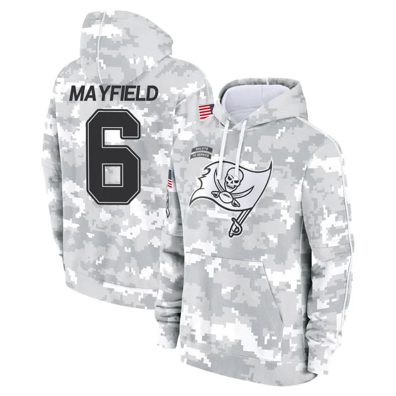 Silnrao TB.Buccaneers #6 Baker Mayfield Player Salute to Service Hoodies & T-Shirts Stitched Jerseys