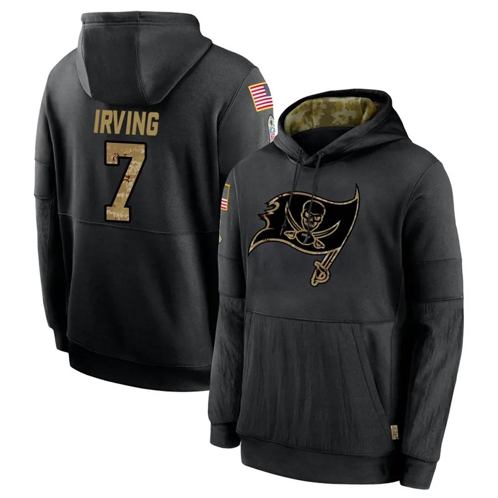 Silnrao TB.Buccaneers #7 Bucky Irving Player Black Salute to Service Hoodies Stitched Jerseys