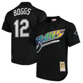 Silnrao TB.Rays #12 Wade Boggs Player Black Mitchell & Ness Cooperstown Replica Stitched Jerseys