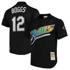 Silnrao TB.Rays #12 Wade Boggs Player Black Mitchell & Ness Cooperstown Replica Stitched Jerseys