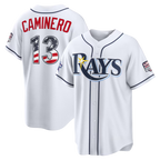 Silnrao TB.Rays #13 Junior Caminero White 2026 All-Star Edition Stars & Stripes Stadium Jerseys