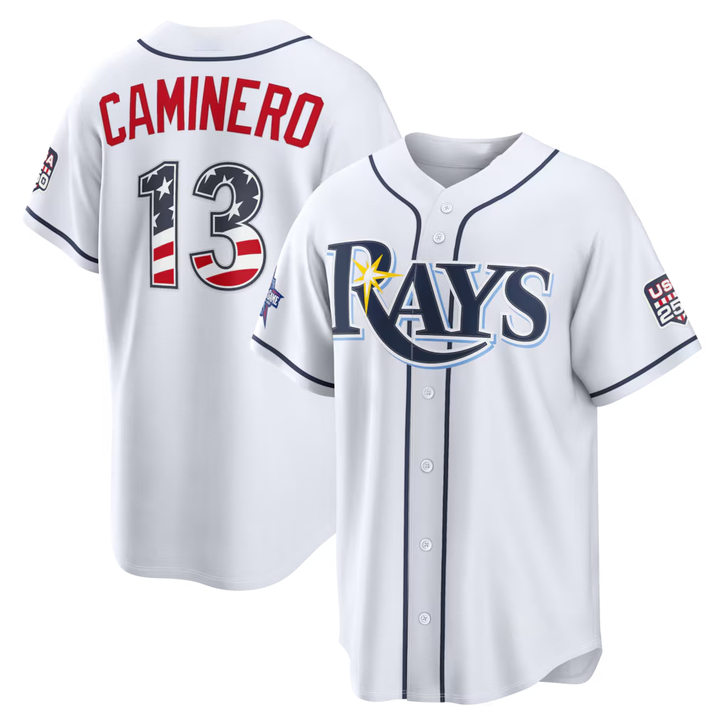 Silnrao TB.Rays #13 Junior Caminero White 2026 All-Star Edition Stars & Stripes Stadium Jerseys