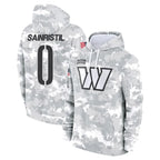 Silnrao W.Commanders #0 Mike Sainristil Player Arctic Camo Salute to Service Hoodies Stitched Jerseys