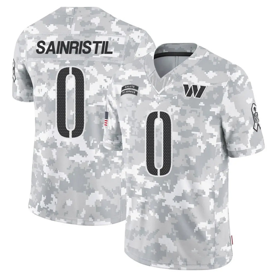 Silnrao W.Commanders #0 Mike Sainristil Player Arctic Camo Salute to Service Limited Stitched Jerseys