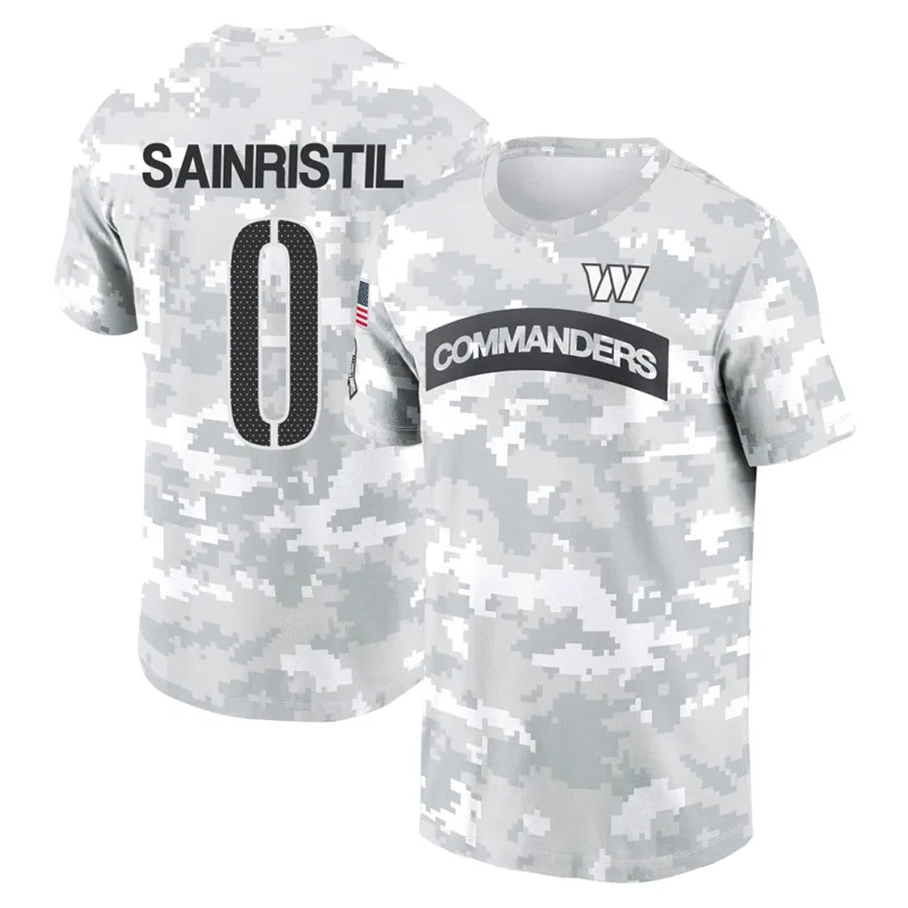 Silnrao W.Commanders #0 Mike Sainristil Player Salute to Service Hoodies T-Shirts Stitched Jerseys