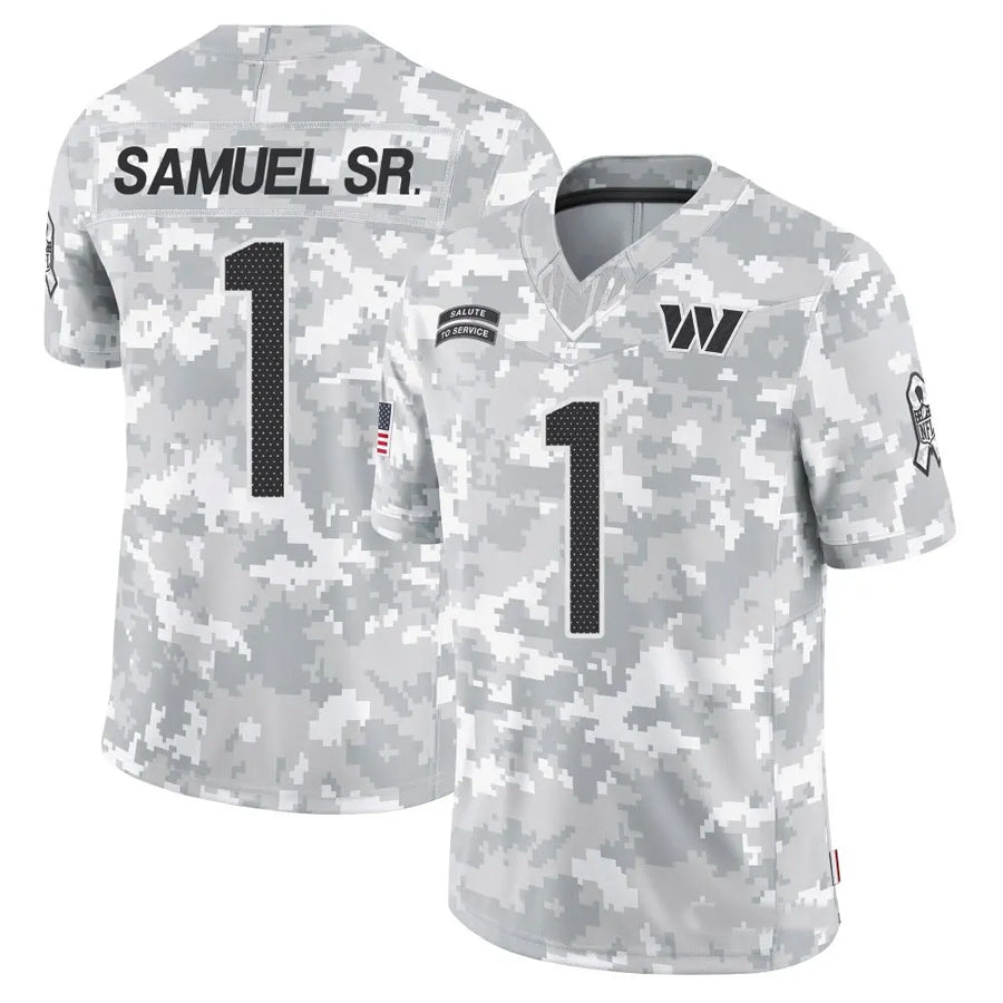 Silnrao W.Commanders #1 Deebo Samuel Sr Player Arctic Camo Salute to Service Limited Football Jerseys