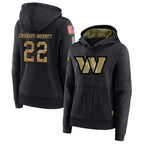 Silnrao W.Commanders #22 Jacory Croskey-Merritt Player Black Salute to Service Hoodies Stitched Jerseys