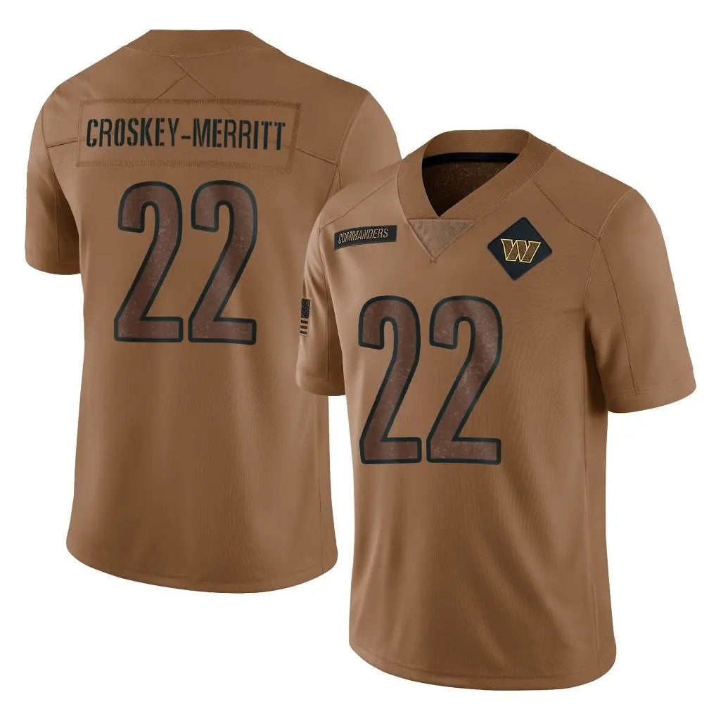 Silnrao W.Commanders #22 Jacory Croskey-Merritt Player Brown Salute To Service Limited Stitched Jerseys