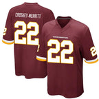 Silnrao W.Commanders #22 Jacory Croskey-Merritt Player Burgundy Game Stitched Jerseys