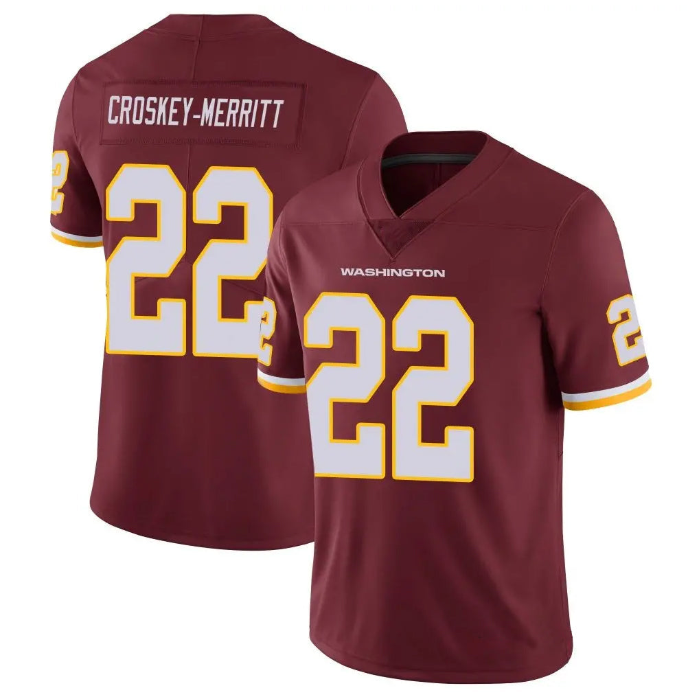 Silnrao W.Commanders #22 Jacory Croskey-Merritt Player Burgundy Vapor Limited Stitched Jerseys
