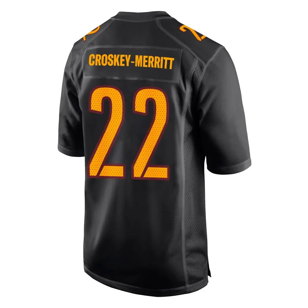 Silnrao W.Commanders #22 Jacory Croskey-Merritt Player Carbon Black Fashion Game Stitched Jerseys