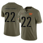 Silnrao W.Commanders #22 Jacory Croskey-Merritt Player Olive Salute To Service Stitched Jerseys