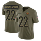 Silnrao W.Commanders #22 Jacory Croskey-Merritt Player Olive Salute To Service Limited Stitched Jerseys