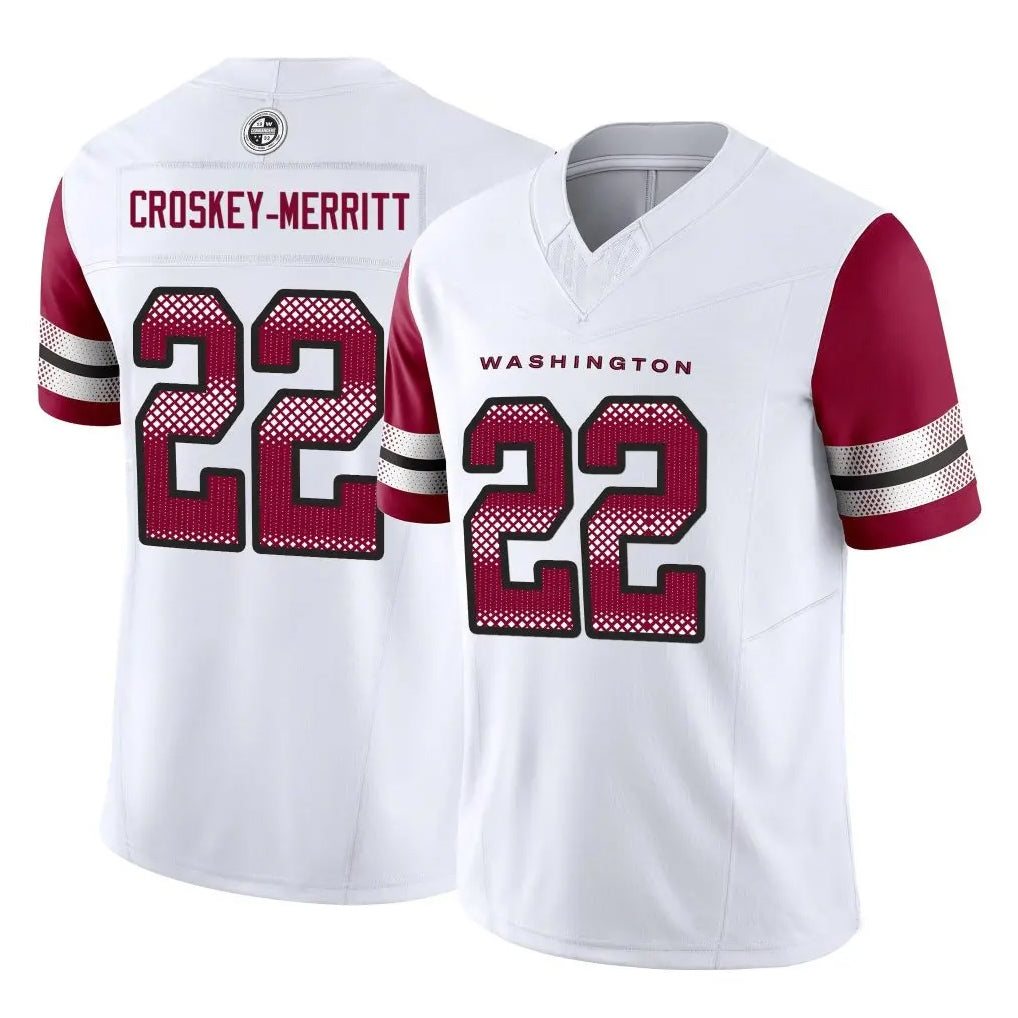Silnrao W.Commanders #22 Jacory Croskey-Merritt Player White Vapor F.U.S.E. Limited Stitched Jerseys