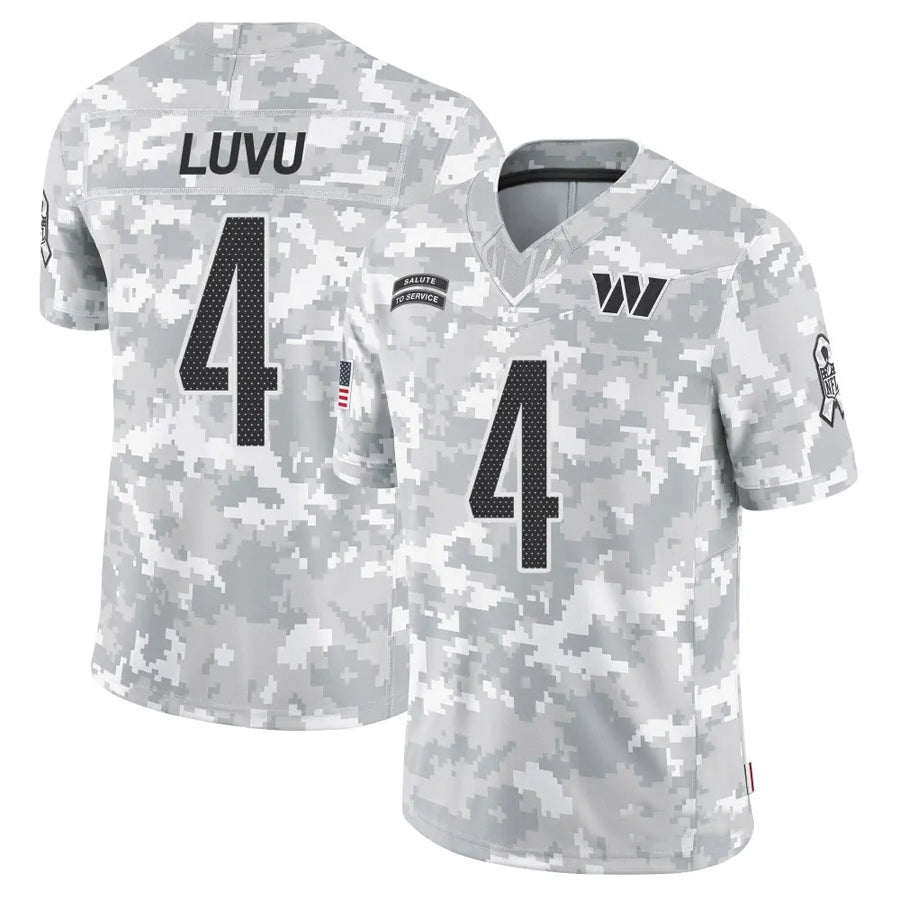 Silnrao W.Commanders #4 Frankie Luvu Player Limited Arctic Camo Salute to Service Stitched Jerseys