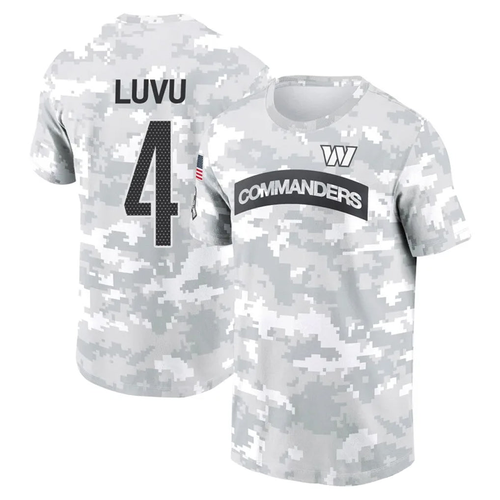 Silnrao W.Commanders #4 Frankie Luvu Player Arctic Camo Salute to Service Hoodies Stitched Jerseys