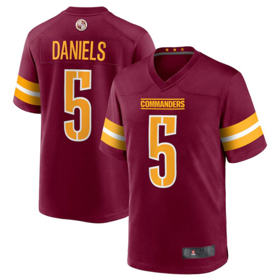 Silnrao W.Commanders #5 Jayden Daniels Burgundy 2024 Draft First Round Pick Player Game Stitched Jerseys