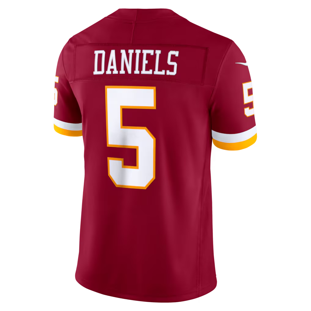 Silnrao W.Commanders #5 Jayden Daniels Burgundy Team Vapor F.U.S.E. Stitched Limited Jerseys