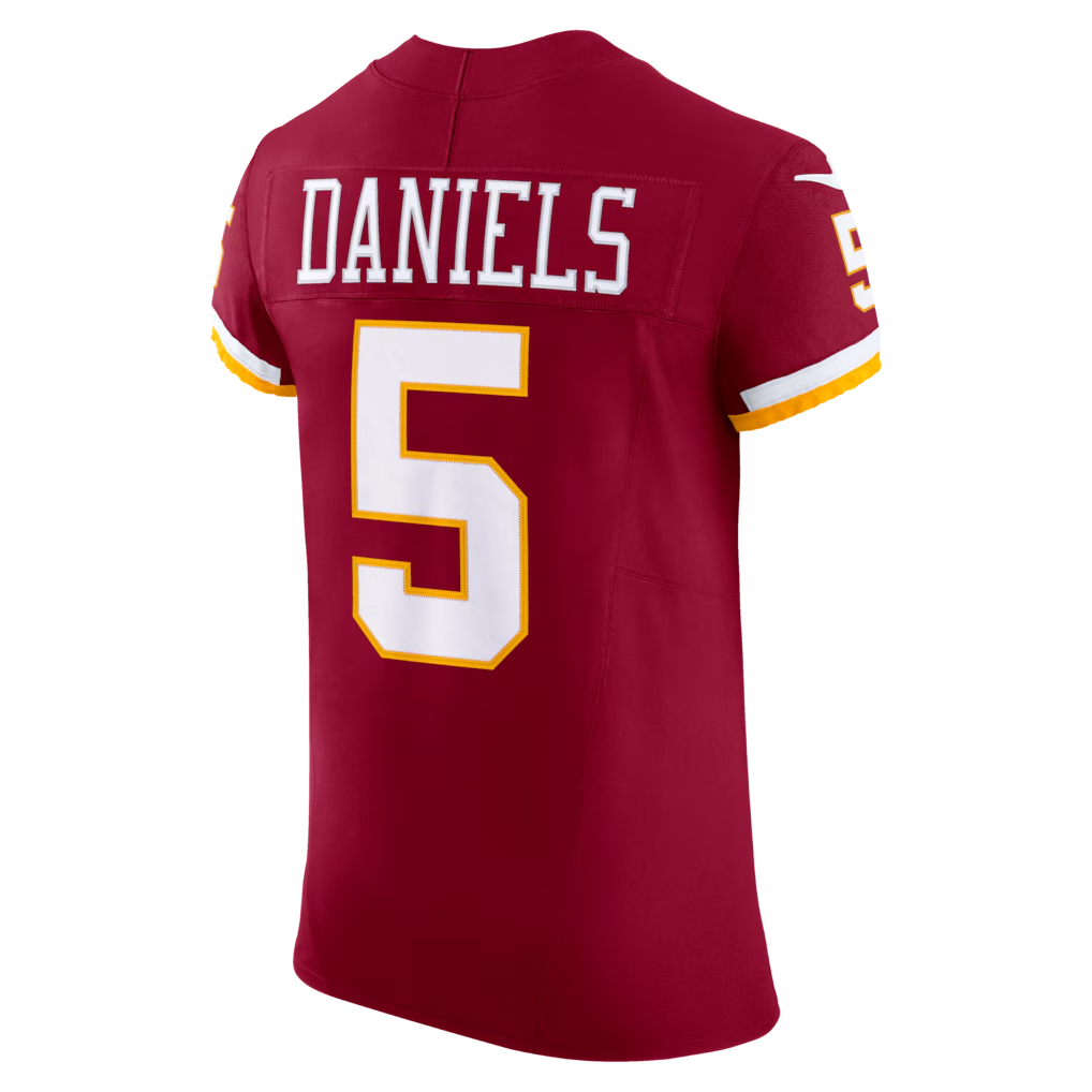Silnrao W.Commanders #5 Jayden Daniels Burgundy Vapor F.U.S.E. Elite Stitched Jerseys