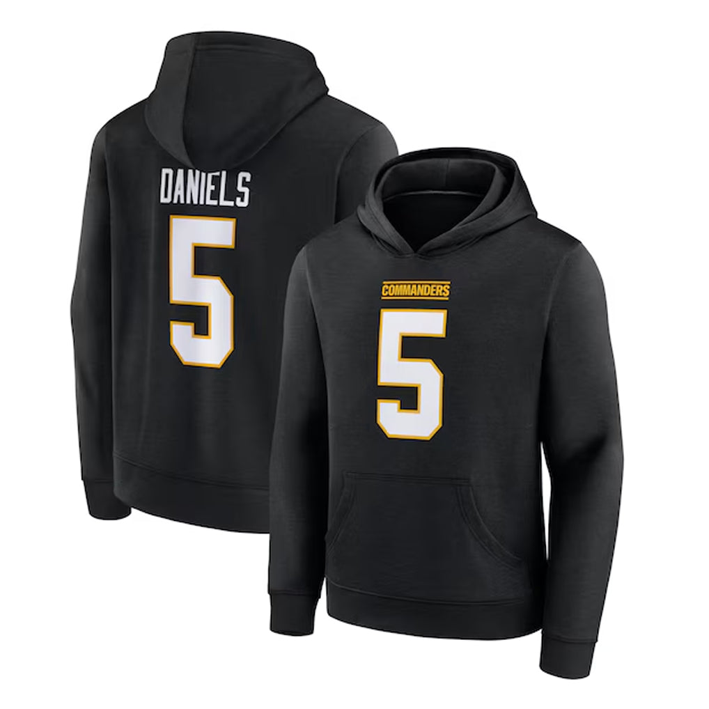 Silnrao W.Commanders #5 Jayden Daniels Player Black Salute to Service Hoodies Stitched Jerseys