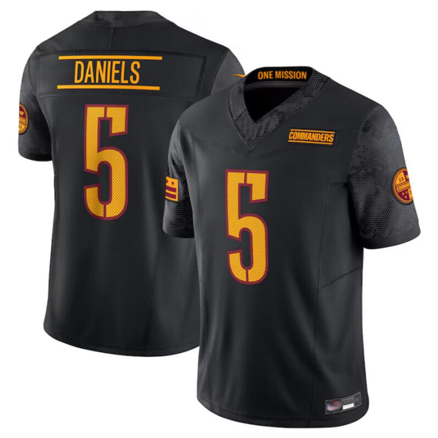 Silnrao W.Commanders #5 Jayden Daniels Player Black Vapor F.U.S.E. Limited Stitched Jerseys
