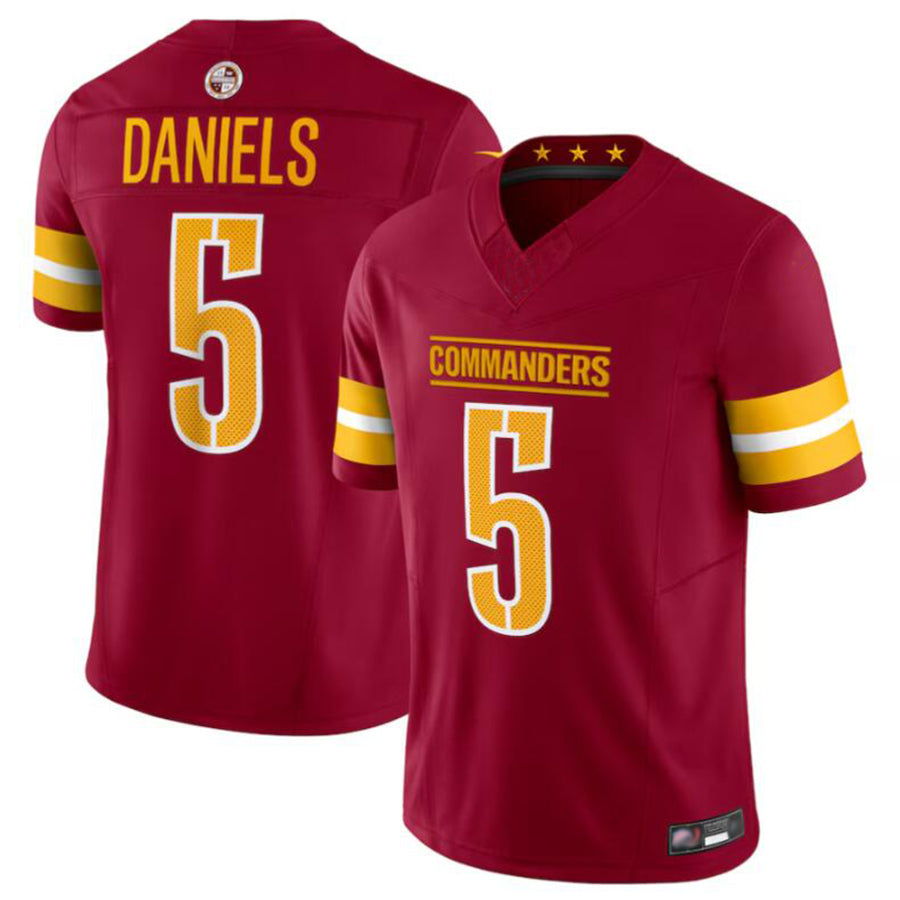 Silnrao W.Commanders #5 Jayden Daniels Player Burgundy Vapor F.U.S.E. Limited Stitched Jerseys