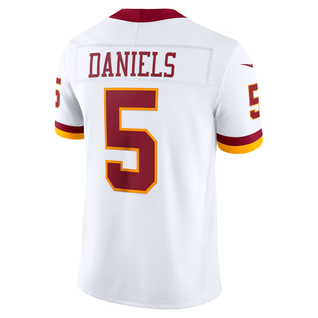 Silnrao W.Commanders #5 Jayden Daniels White Vapor F.U.S.E. Stitched Limited Jerseys