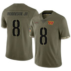 Silnrao W.Commanders #8 Brian Robinson Jr. Player Olive Salute To Service Limited Stitched Jerseys