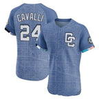 Silnrao W.Nationals #24 Cade Cavalli Player Blue City Connect Elite Limited Stitched Jerseys