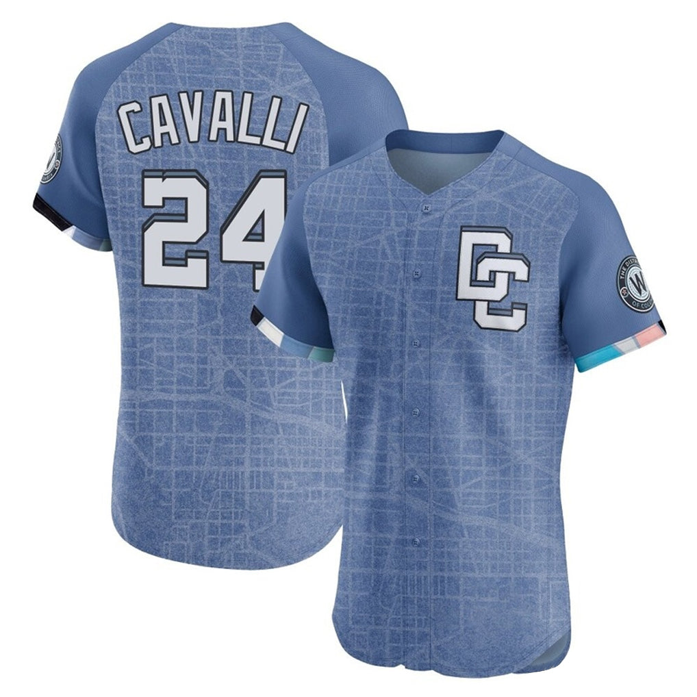 Silnrao W.Nationals #24 Cade Cavalli Player Blue City Connect Elite Limited Stitched Jerseys