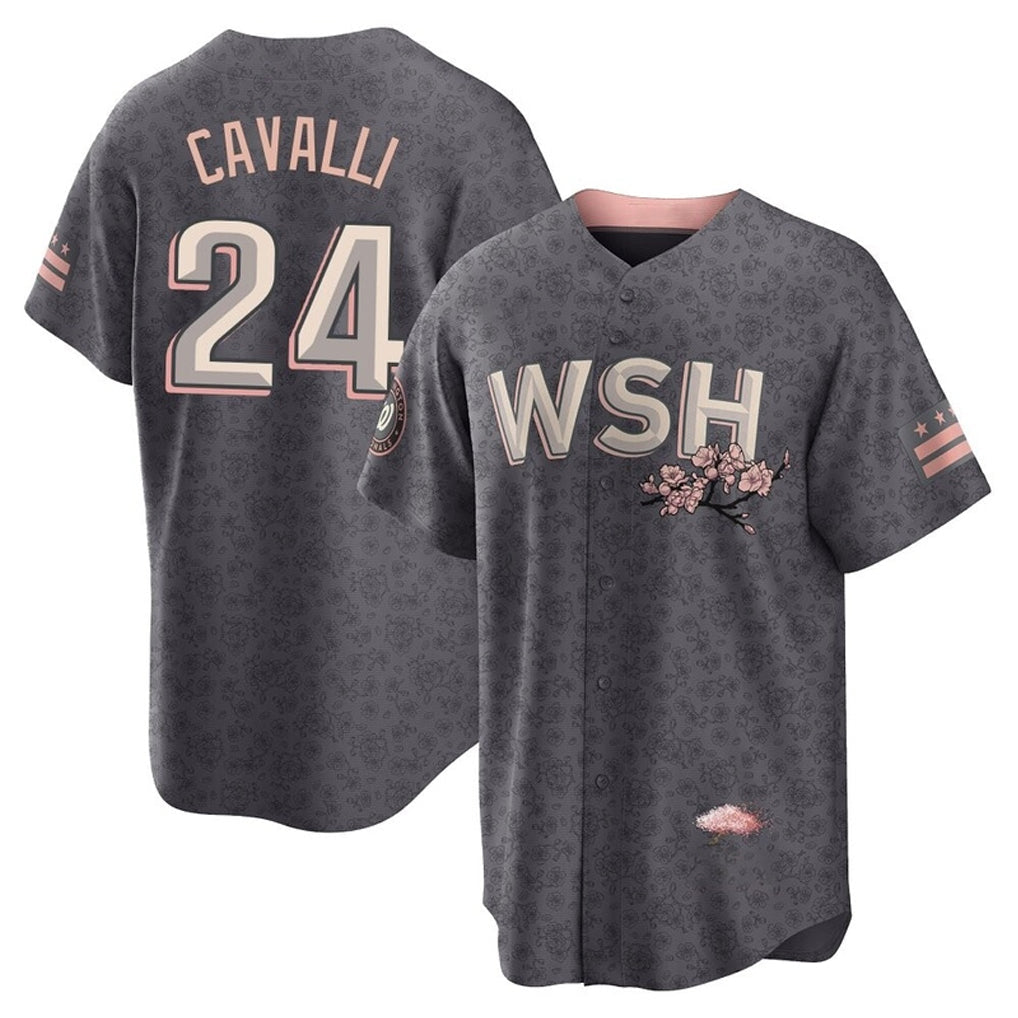 Silnrao W.Nationals #24 Cade Cavalli Player Gray City Connect Stitched Jerseys