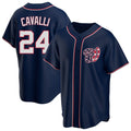 Silnrao W.Nationals #24 Cade Cavalli Player Navy Blue Replica Game Stitched Jerseys