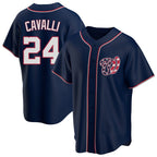 Silnrao W.Nationals #24 Cade Cavalli Player Navy Blue Replica Game Stitched Jerseys