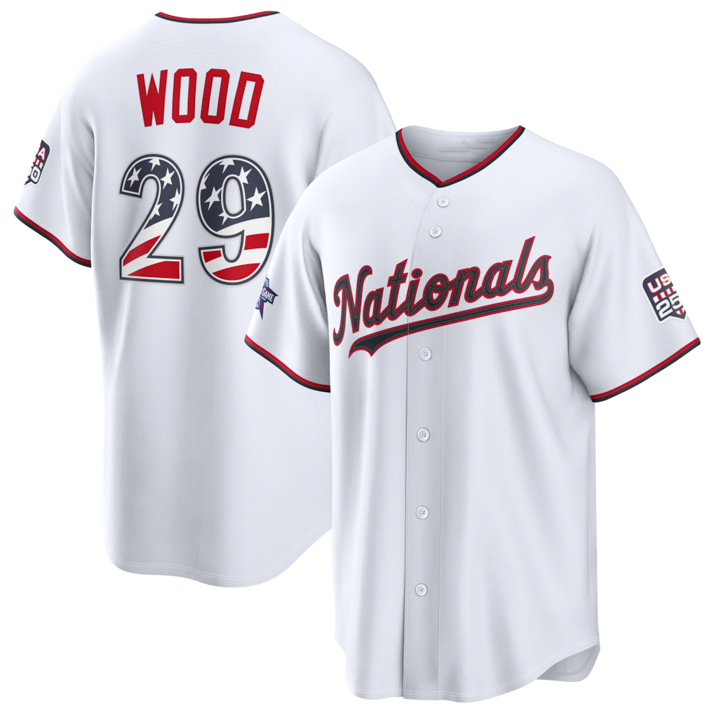 Silnrao W.Nationals #29 James Wood White 2026 All-Star Edition Stars & Stripes Stadium Jerseys