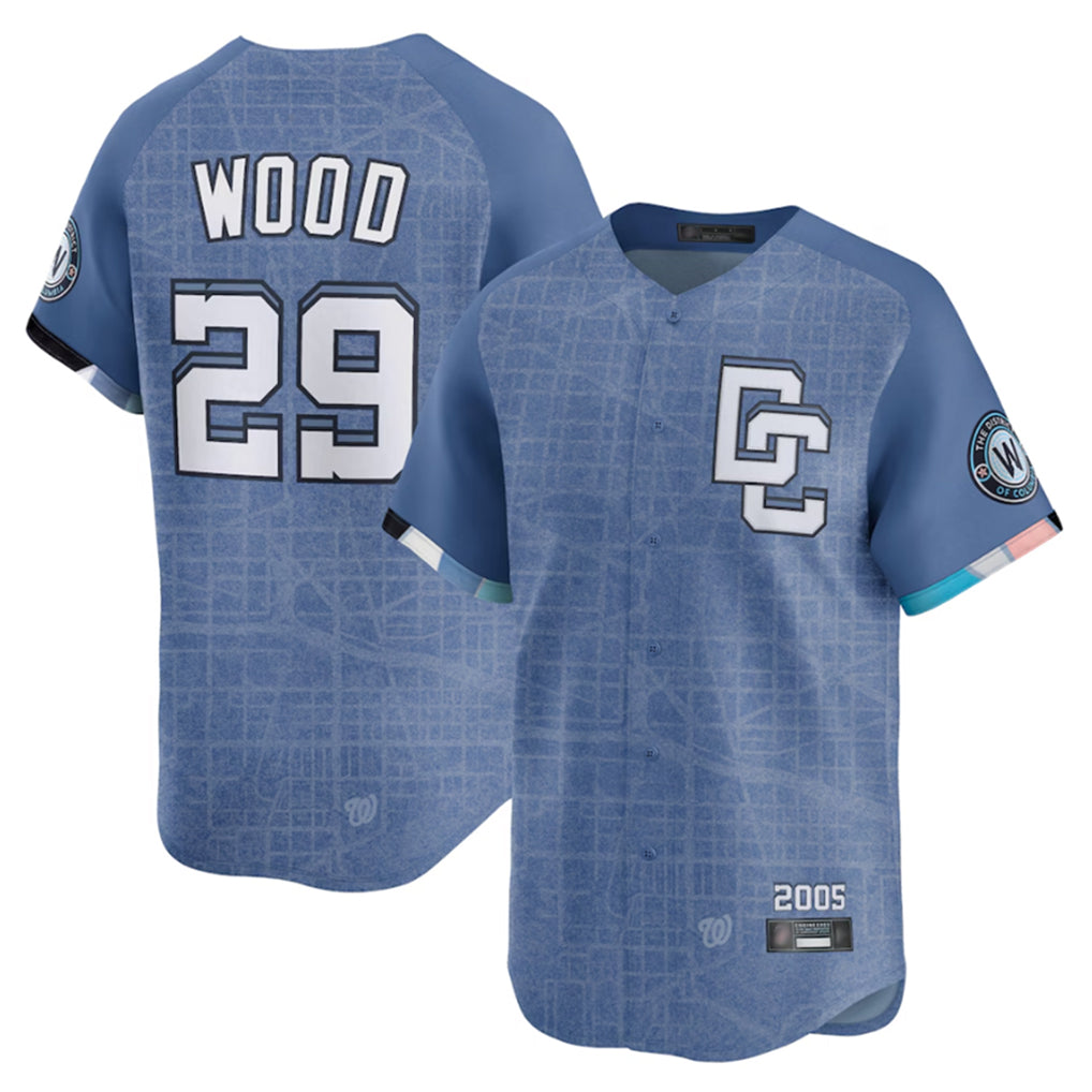 Silnrao W.Nationals #29 James Wood Player Blue Limited City Connect Stitched Jerseys