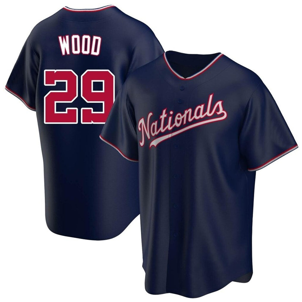Silnrao W.Nationals #29 James Wood Player Navy Blue Replica Game Stitched Jerseys