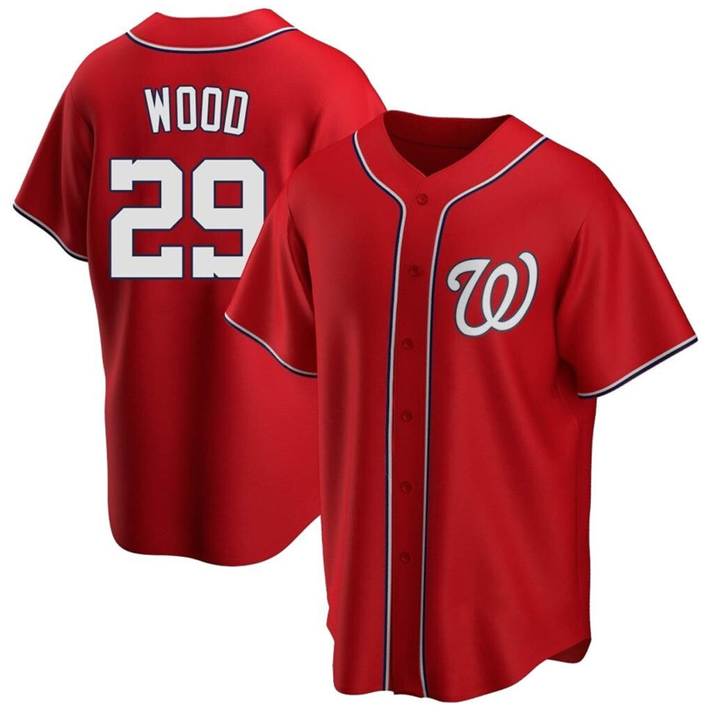 Silnrao W.Nationals #29 James Wood Player Red Replica Alternate Stitched Jerseys